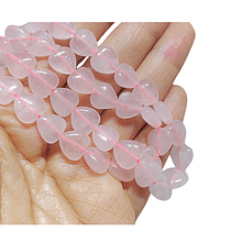 Corazón cuarzo rosado, 10 x 10 mm, set de 6 unidades