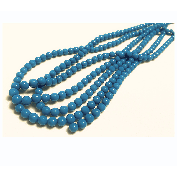 Perla de vidrio pintado 6 mm color azul acero tira de 72 unidades