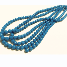 Perla de vidrio pintado 6 mm color azul acero tira de 72 unidades