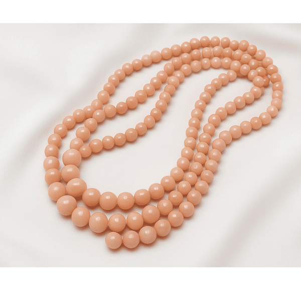 Perla de vidrio pintado 8 mm color durazno tira de 54 unidades