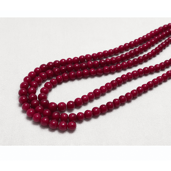 Perla de vidrio pintado 6 mm color burdeo tira de 72 unidades