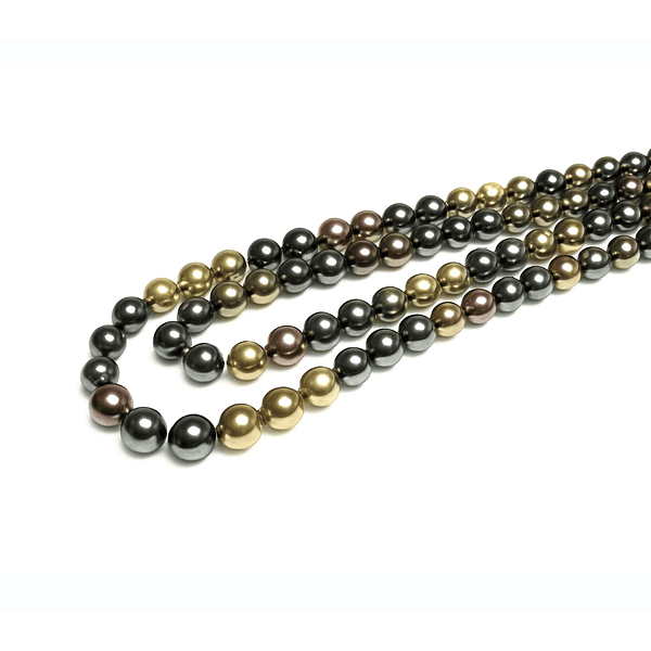 Perla Shell 8 mm, en colores verdes, rosados y gris, tira de 48 perlas aprox 