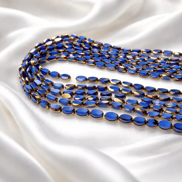 Cristal azul con aplicación, 7 x 4 mm, tira de 50 cristales aprox.