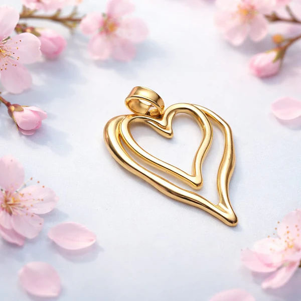 Colgante corazón baño de oro opaco, 63 x 50 mm, por unidad