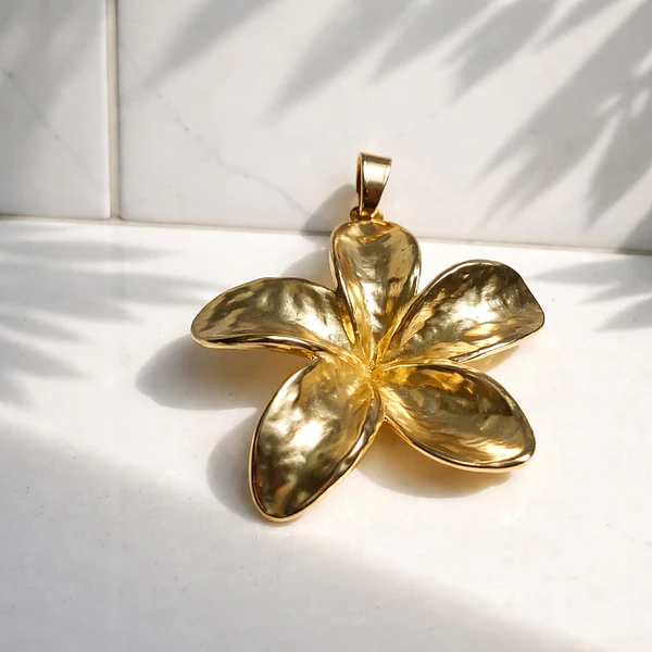colgante baño de oro flor, 75 mm, por unidad