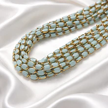 Cristal menta con aplicación, 7 x 4 mm, tira de 50 cristales aprox.