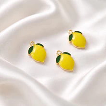 dije esmaltado limón base dorado, 20 mm, por unidad