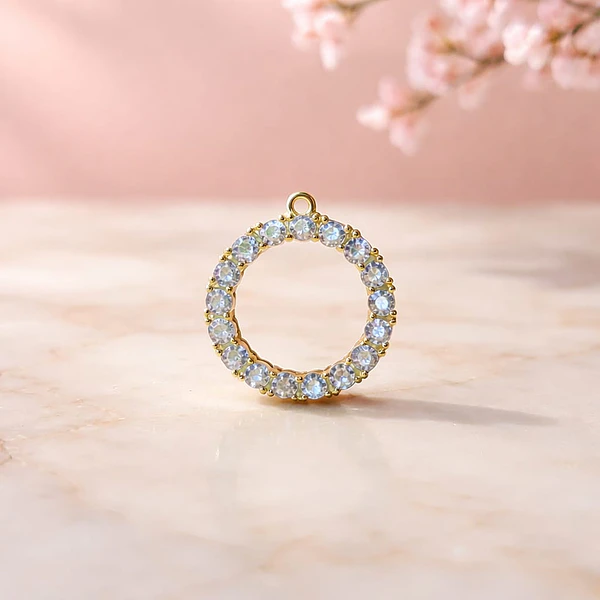 Colgante zirconia baño de oro, 18 mm, por unidad