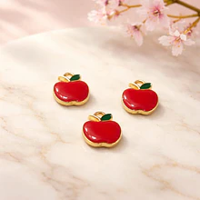 dije esmaltado manzana base dorado, 16 mm, por unidad