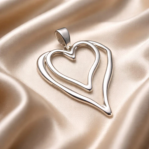 Colgante corazón baño de plata opaco, 63 x 50 mm, por unidad