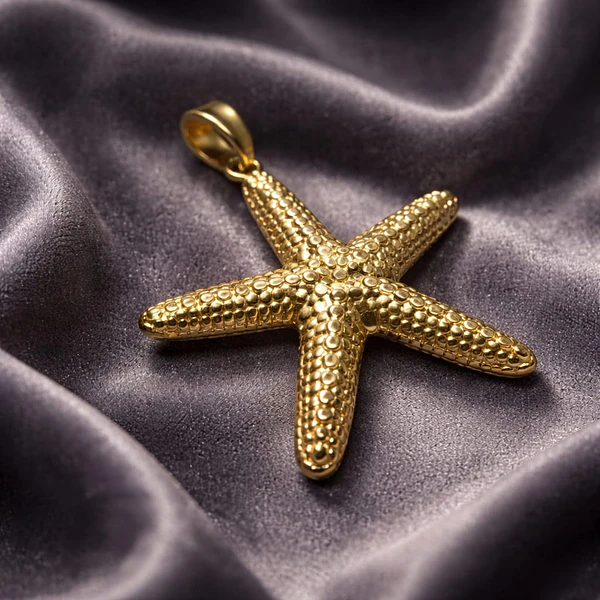 Colgante estrella de mar baño de oro opaco, 60 mm, por unidad