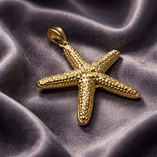 Colgante estrella de mar baño de oro opaco, 60 mm, por unidad