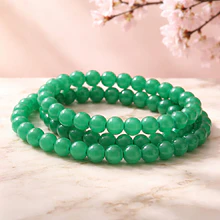 Perla de vidrio en color verde de 8 mm, tira de 53 unidades aprox.