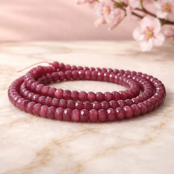 Agatas, Agata rondell rosa profundo de 6 mm, tira de 87 piedras aprox