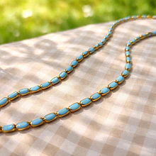 Cristal celeste con aplicación, 7 x 4 mm, tira de 50 cristales aprox