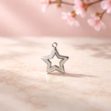 Dije estrella baño de plata, 17 x 10 mm, por unidad