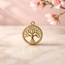 Colgante baño de oro, en forma de árbol, 18 mm, por unidad