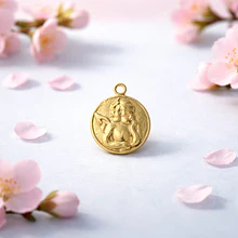 Colgante Angel baño de oro, 16 mm de diámetro, por unidad