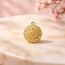 Colgante baño de oro con diseño, 17 mm, por unidad