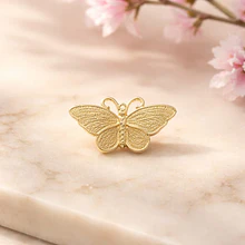 Colgante mariposa baño de oro 18 k, color oro claro, 36 x 21 mm, por unidad