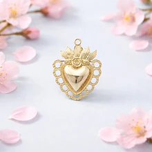 Colgante corazón detente baño de oro 18 k, color oro claro, 28 x 22 mm, por unidad