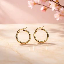 Aro con cierre, acero inoxidable dorado ,20 mm, por par
