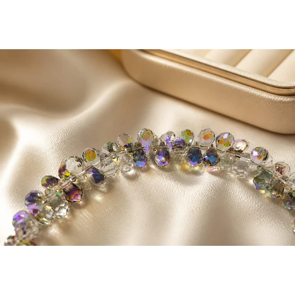 Cristal gota tornasol facetado, primera calidad, 10 x 5 mm, set de 10 cristales