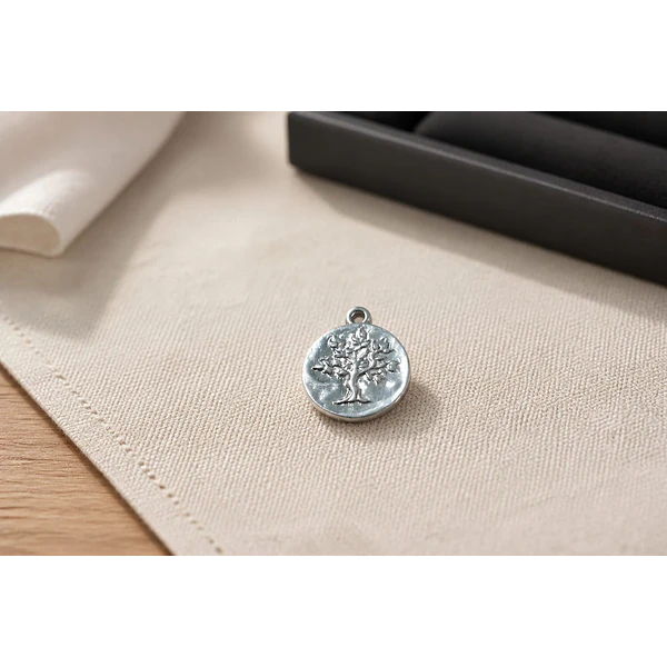 Colgante árbol de la vida, baño de plata, 28 mm x 1 mm de grosor, por unidad