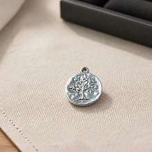Colgante árbol de la vida, baño de plata, 28 mm x 1 mm de grosor, por unidad