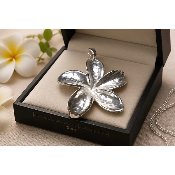 colgante baño de plata flor, 75 mm, por unidad