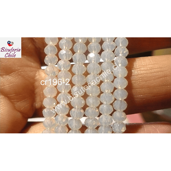 cristal blanco piedra luna 4 mm x 2 mm, tira de 122 cristales aprox