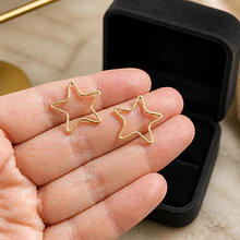 Colgante estrella baño de oro, 20 mm, Set de 12 unidades (por mayor)