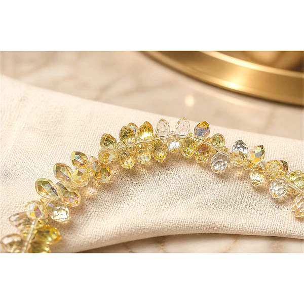 Cristal gota amarillo tornasol facetado, primera calidad, 10 x 5 mm, set de 10 cristales