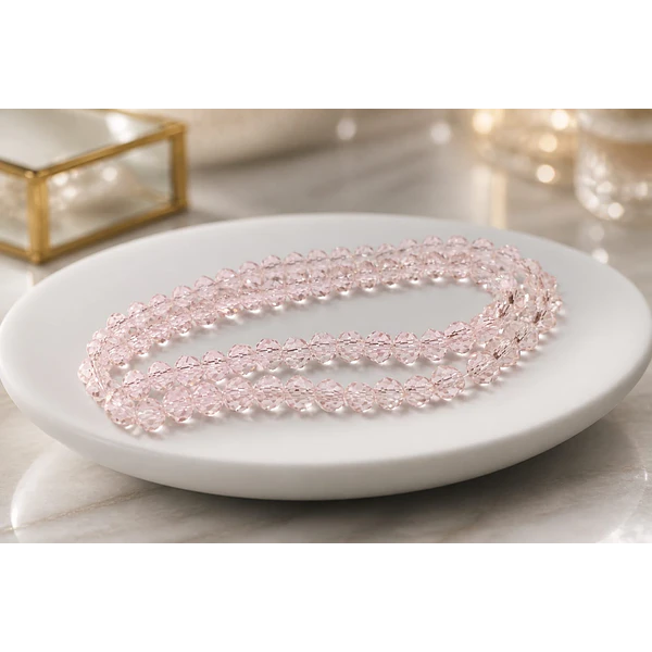 cristal chino facetado de 6 mm en color rosado transparente, tira de 88 cristales