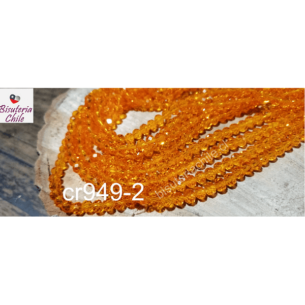 Cristal facetado de 6 mm, color naranja, tira de 95 cristales aprox.