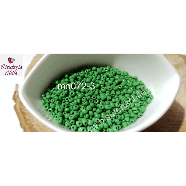 mostacilla  verde de8/0 3 mm, set de 50 grs