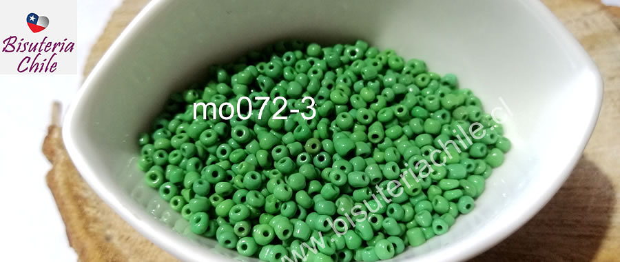 mostacilla  verde de8/0 3 mm, set de 50 grs