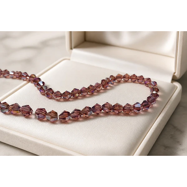 Cristal tupi 6 mm rosa oscuro tornasol, tira de 45 cristales aprox