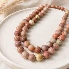 Jaspe Plum blossom pink de 6 mm, tira de 65 piedras aprox