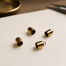 Terminal de acero dorado, 6 x 6,5 mm, agujero de 6 mm, set de 4 unidades