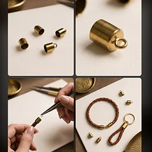 Terminal de acero dorado, 6 x 6,5 mm, agujero de 6 mm, set de 4 unidades