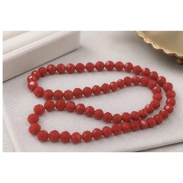 Cristal cristales rojo   8 mm de ancho por x 6 mm 65 unidades