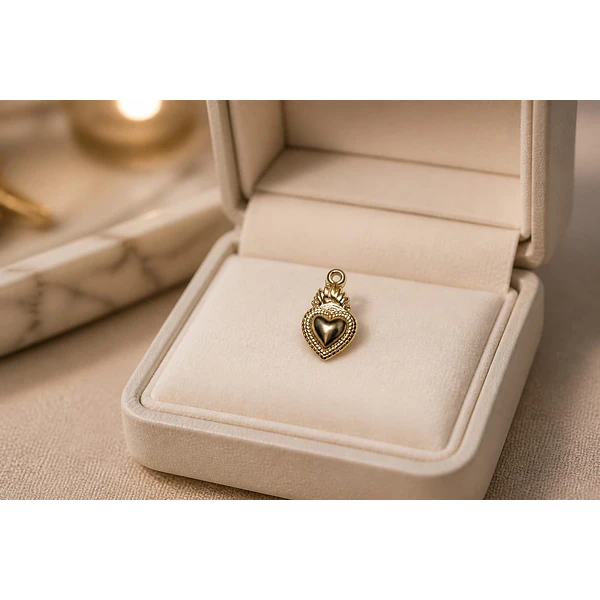 Dije baño de oro en forma de corazón detente, 16 x 10 mm, por unidad