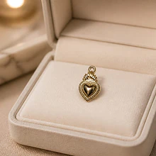 Dije baño de oro en forma de corazón detente, 16 x 10 mm, por unidad
