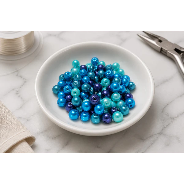 Perla fantasía multicolor, de 6 mm, 100 perlas aprox
