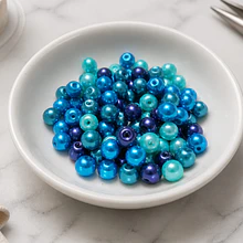 Perla fantasía multicolor, de 6 mm, 100 perlas aprox