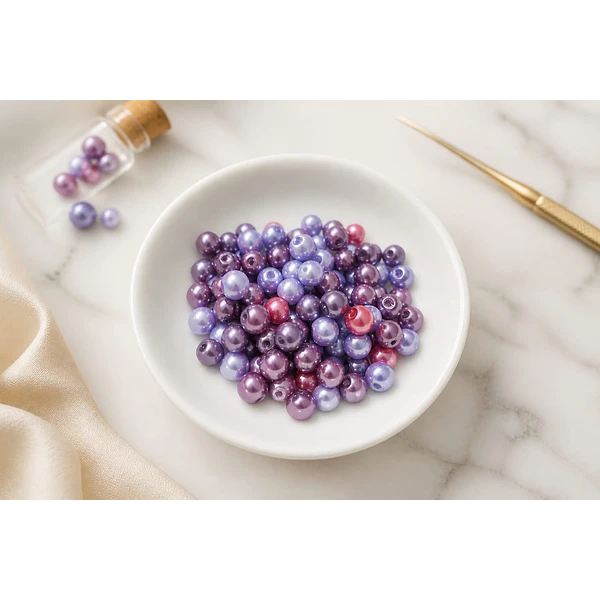 Perla fantasía multicolor, de 6 mm, 100 perlas aprox