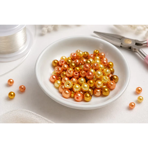 Perla fantasía multicolor, de 6 mm, 100 perlas aprox
