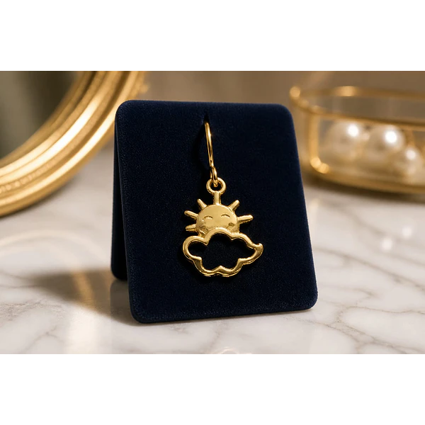 Dije baño de oro, estrella y nube, 15 x 20 mm, por unidad