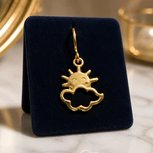 Dije baño de oro, estrella y nube, 15 x 20 mm, por unidad